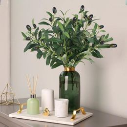 Decorative Flowers 38cm Artificial Olive Branch Stems Fruit Fake Plants Leaves Wedding Decoration Party Arrangement Living Room Vases Home