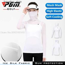 Fashion Face Masks Neck Gaiter P Womens UV resistant long sleeved summer sun protection golf underwear ice silk cooling shirt with face mask outdoor sports field