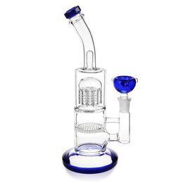 REANICE Beaker Bong Glass Water Recycler Pipe Heavy Thick Large Luminous Hookahs Honeycomb Joint Smoking Black Bongs Vortex Bubbler