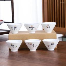 Teaware Sets 6pcs Dehua White Porcelain Tea Cups Suit Exquisite Custom Ceramic Teacup Home Accessories Chinese Drinking Set