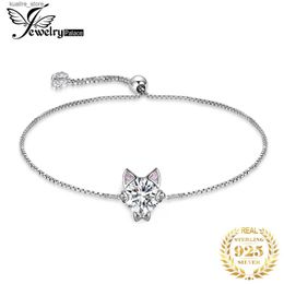 Charm Bracelets JewelryPalace New Arrival Love Cat 1.7ct Round Gemstone 925 Sterling Silver Adjustable Link for Woman Fine Jewellery Gift L240322