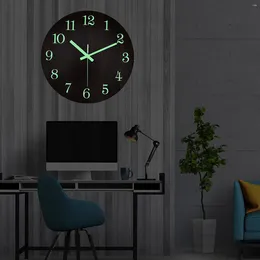 Wall Clocks Wooden Clock Retro Silent Quartz 3D Luminous For Bedroom Office Decor