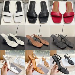 Luxus Rai Sandalen Designer Damen Combo Bow flache Schuhe Mode The Row Lederkleid hochwertige Bare Kitten und Peep Toe High Heels Größe 35-40