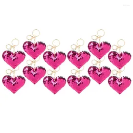 Decorative Figurines 12Pcs Double-Sided Heart-Shaped Key Chain Ornaments Backpack Luggage Exquisite Valentine's Day Gifts