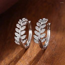 Hoop Earrings Fancy Leaf For Girls Fashion Contracted Circle Gift Daily Wear Exquisite Women Accessories Jewelry