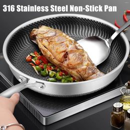 Pans 304 Stainless Steel Nonstick Pan Double-Sided Honeycomb Skillet Cooking Fried Egg Steak Pot Electromagnetic Gas Furnace General