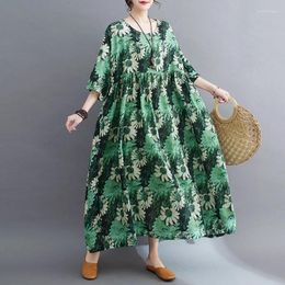 Party Dresses 2024 Fashion Print Floral Thin Soft Loose Summer Dress Holiday Outdoor Prairie Chic Vintage Women Travel Style Casual