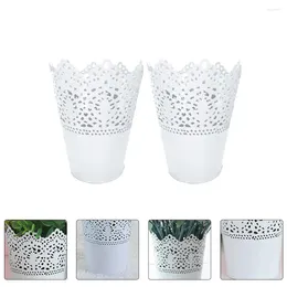 Vases 2 Pcs Tin Flower Bucket Pot Vase For Arrangement Ornament Decorations Wedding Bouquets Iron Stimulation