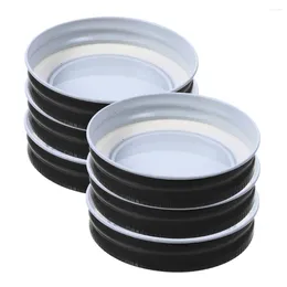 Dinnerware 6 Pcs Mason Jar Lids Wide Mouth Leakproof Covers Canning For Home Reusable Sealing One Body