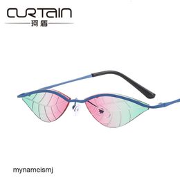 Small frame leaf sunglasses 2023 new style personality cut rimless sunglasses trend dance sunglasses trend