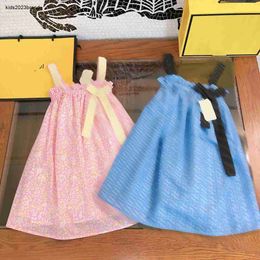 New designer kids clothes girls Camisole dresses baby skirt Letter ribbon bow design Princess dress Size 90-150 CM child frock 24Mar