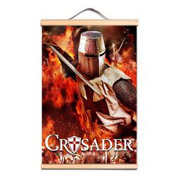 Ancient European Crusader Warrior Banner Wall Hanging Cloth Knights Templar Posters and Prints Canvas Painting Wall Decor Flag CD20