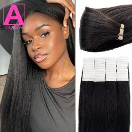 Extensions Yaki Straight Tape in Hair Extensions 1426inches Real Virgin Human Hair Skin Weft Tape in Double Weft Glue in Hair Extensions
