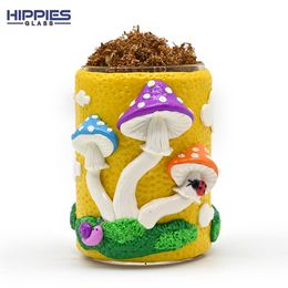 1pc,4.5in,Handmade Kneading Polymer Clay Tobacco Canister With Mushroom,Borosilicate Glass Smoking Ashtray With Bamboo Cover,Glass Vase,Pen Holder With Snail