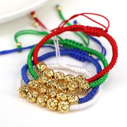 10PCS Minimalism Ethnic Gold Color Beads Thread Bracelet Men Red Blue Rope Bracelets For Women Couples Jewelry 240315