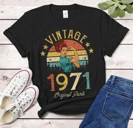 Women's T-Shirt Retro 1971 51st Birthday Party Harajuku Womens Clothing Cotton Funny Letter Womens Shirt Short sleeved Top 240322