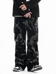 Men's Pants Elastic Waist Baggy Design Folding Corduroy Cargo Trousers For Men Women Hip Hop Large Streetwear Sweatpant Winter Spring