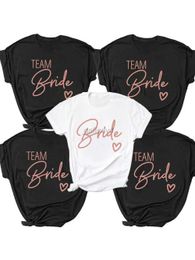 Women's T-Shirt Womens Team Bride Team T-shirts 2022 Black Hen Party Single Party White Gray Girl Wedding Womens Top T-shirt 240322