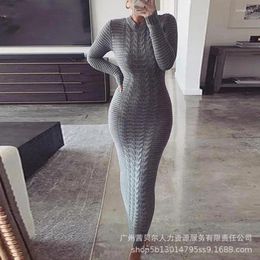 Casual Dresses High Waist Corset Slim Knitwear Bodycon Dress Women Elegant Long Sleeve Cable Knit Sweater Autumn Winter Y2K Chic Clothes