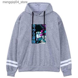 Men's Hoodies Sweatshirts Jojo Bizarre Adventure Mens Long Sleeve Fleece Harajuku Stripe Cuffs Pullover Male Fashion Streetwear 2021 H1227 Q240322