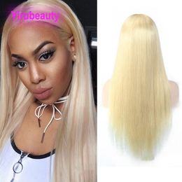 Brazilian Human Hair 13X4 Lace Front Wig Silky Straight Body Wave 613# Blonde Colour 10-32inch Free Part 150% 180% 210% Density