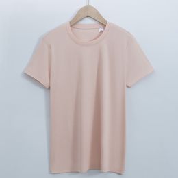 Men's women's summer short-sleeved cotton versatile white round neck t-shirt high-end double-sided liquid ammonia mercerised cotton t-shirt