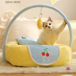 Cat Beds Furniture Detachable and washable winter warm semi enclosed dog house bed pet products cat house dog house Y240322