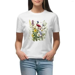 Women's Polos Wild Flowers Botanical Flower Nature T-shirt Lady Clothes Summer Tops Short Sleeve Tee Woman T Shirt