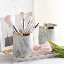 Bottles Modern Minimalist Marble Make -up Brush Storage Cosmetics Boxes In Living Culture Porcelain Ceramics Pot For Girls Lady