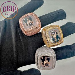 Custom Photo Ring for Men Iced Out Prong Setting Hip Hop Jewellery 2023 Trend