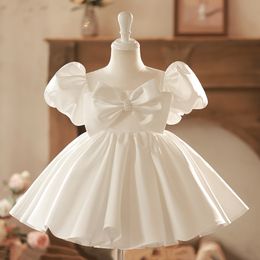 Sweet White Jewel Flower Girl Dresses Girl's Birthday Dresses Girls Party Skirt Girl Everyday dress Kids' Party Wear SZ 2-12 D322094