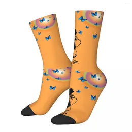 Men's Socks The Blue Butterflies Anime Mafalda Kawaii Shopping Cartoon Pattern