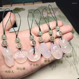 Keychains Jade Keychain Chalcedony Phone Charm Agate Strap Charms Wristlet Car Accessories Cute Jewellery Fashion