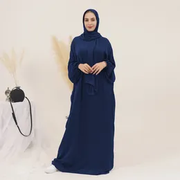 Ethnic Clothing Jilbabs Attached Scarf Abaya For Women Islamic Long Dress Ramadan Muslim Hijabi Robe Prayer Dubai Turkey Modest Abayas