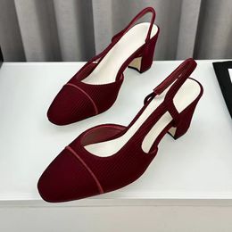 hot sale women chunky heel sandals summer new arrive high quality genuine leather insole and outsole female classic slingback high heels female