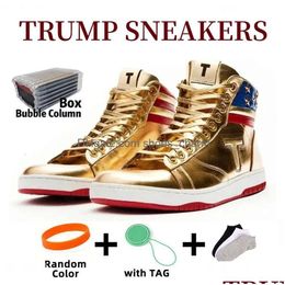 Running Shoes T Trump Sneakers The Never Surrender High-Tops Designer 1 Ts Gold Custom Men Outdoor Comfort Sport Casual Trendy Lace- Dhldv