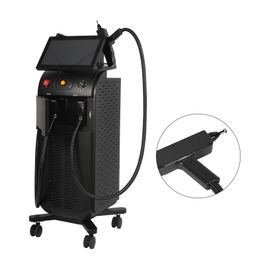 Laser a diodi di raffreddamento del ghiaccio Due manici Pico Nd Yag Q Switch 2 in 1 Diodo per la rimozione dei tatuaggi 808 755 1064 nm Tripla lunghezza d'onda Macchina per la depilazione