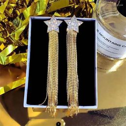 Dangle Earrings Fashion Alloy Long Tassel Crystal For Women Luxury Shiny Sliver Gold Colour Star Jewellery Party Gifts