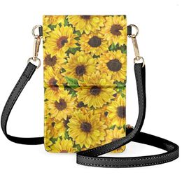 Shoulder Bags Coloranimal Oil Painting Sunflower American Flag Cute Ladies Leather Phone Bag Long Casual Wallet Vacation Lightweight