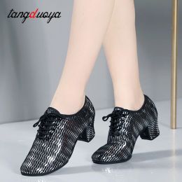 shoes Women Shiny Modern Dance Shoes Silver Glitter Ballroom Shoes Ladies Teacher Salsa Tango Bling Shoes Dance Sneakers 3.5/5.5cm