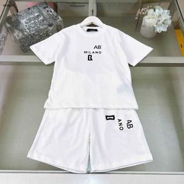 Brand baby clothes summer minimal design kids tracksuits Size 110-160 CM Black letter print boys t shirt and shorts 24Mar