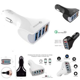 New Qc3.0 Accessories 4 Ports Fast Charger Car USB Socket Adapter 12V 30W