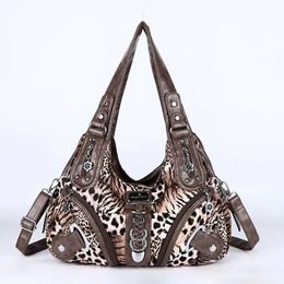 Angelkiss Women Handbags Leopard Bag Top-handle Handbag Fashion Satchel Dumpling Pack Shoulder Bag Tote Bag Hobos Large Purse 240309