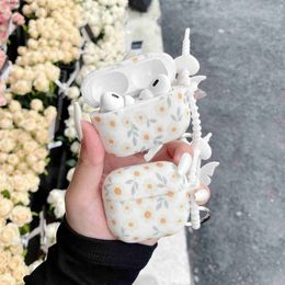Earphone Accessories Chrysanthemum Pattern for Airpods 1 2 3 Case Wireless Headphones Silicone Case for Airpods Pro 2 with Butterfly HangerY240322