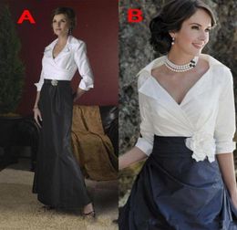 Vintage White Shirt Black Skirt Mother Of The Bride Dresses Long Sleeves Custom Elegant Formal Party Dress Evening Gown Mother038595627