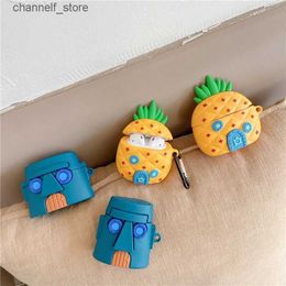 Earphone Accessories Cartoon Sponge Houses 3D Cute Silicone Earphone Case for Airpods 1 2 3 Pro Wireless Headphone Charging Box Cover for Airpod CaseY240322