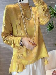 Ethnic Clothing 2024 Chinese Style Traditional Top Hanfu Shirt Women Jacquard Weave Blouse Elegant Improved Cheongsam Lady Tangsuits
