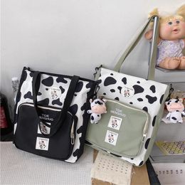 Bag Tote For Women Shopper 2024 Design Crossbody Girls Fashion Casual Large Capacity Cow Pattern Nylon Schoolbag Handbag