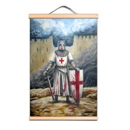 Vintage Templar Knight Wall Art Poster for Room Dormitory Wall Decor - Canvas Scroll Painting Wall Charts of Crusader Warrior CD30