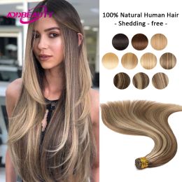 Extensions Straight I Tip Hair Extensions Real Human Hair Brazilian Remy Human Hair Extension 0.8g/Strand 50 Strands Fusion Hair Extensions